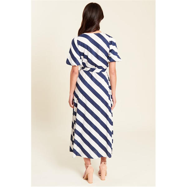 I Saw It First Stripe Wrap Midi Dress Womens