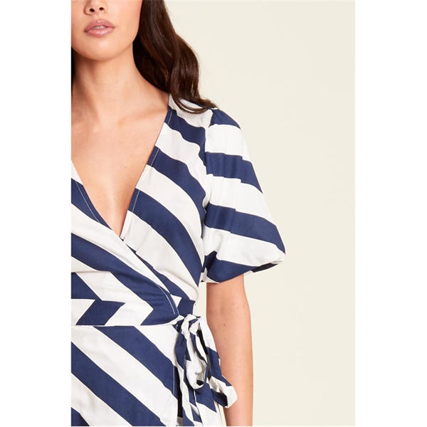 I Saw It First Stripe Wrap Midi Dress Womens