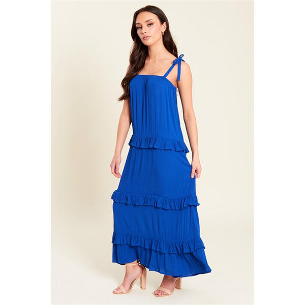 I Saw It First Tiered Crinkle Midi Dress