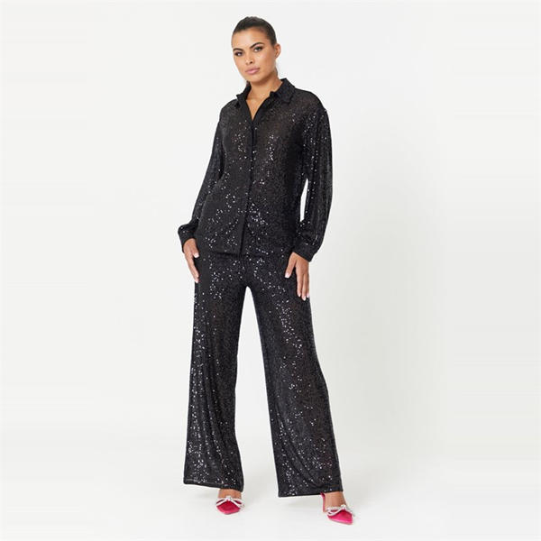 I Saw It First Wide Leg Sequin Trousers Womens