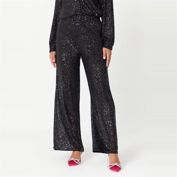 i saw it first Wide Leg Sequin Trousers Womens