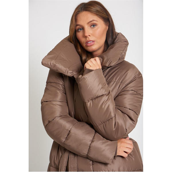 I Saw It First Wrap Midi Tie Waist Padded Coat