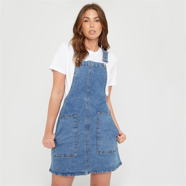 i saw it first You Denim Pinafore Dress