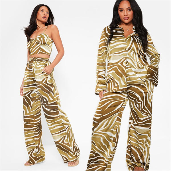 i saw it first Printed Wide Leg Satin Trousers Co-Ord