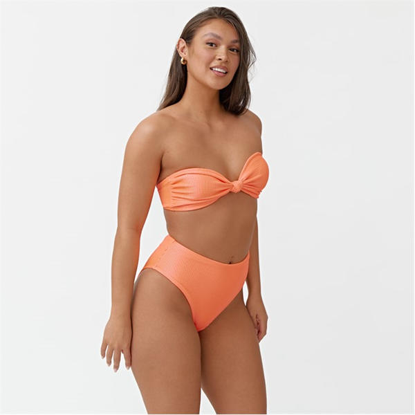 I Saw It First Textured High Waisted Bikini Bottoms