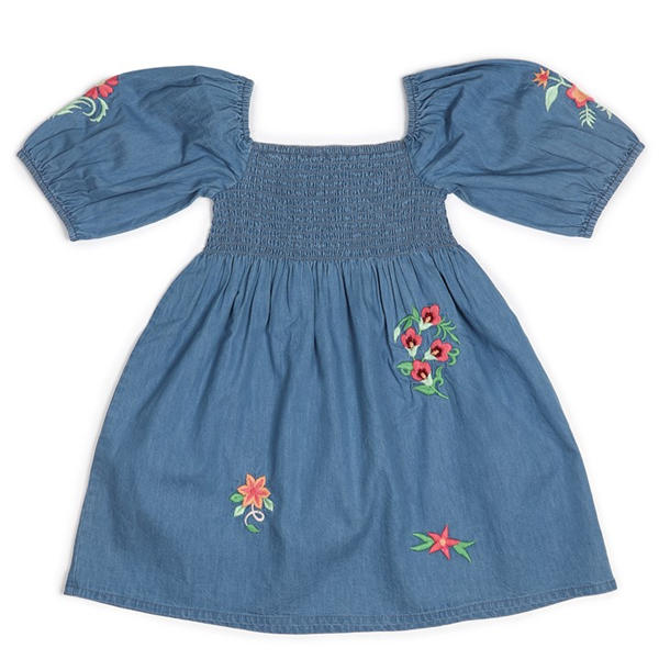 i saw it first Younger Girls Denim Embroidered Dress