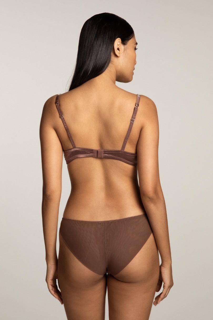 I.D. Sarrieri Crystals Embellished Balconette Bra In Chocolate