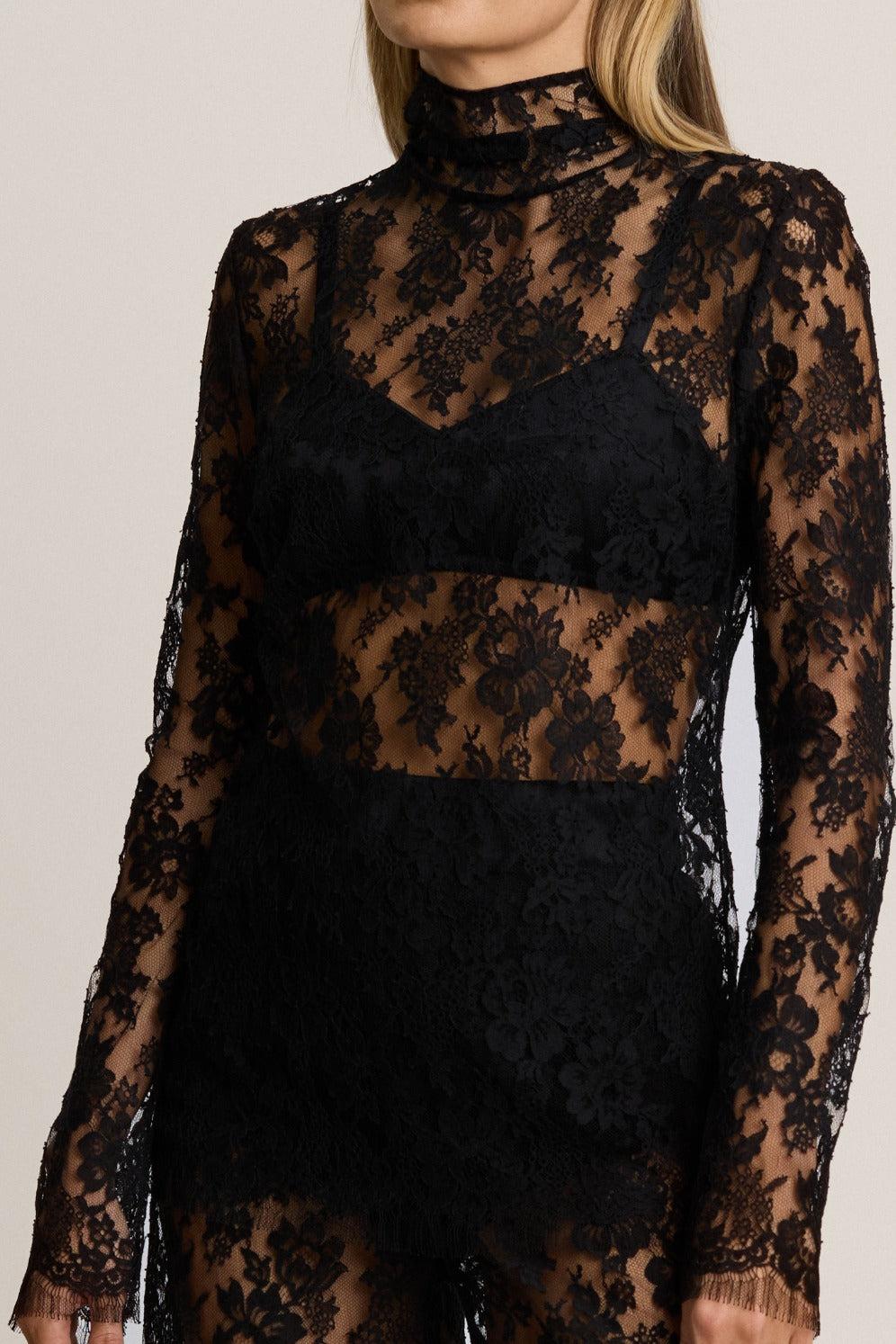 I.D. Sarrieri High Neck Blouse in Black