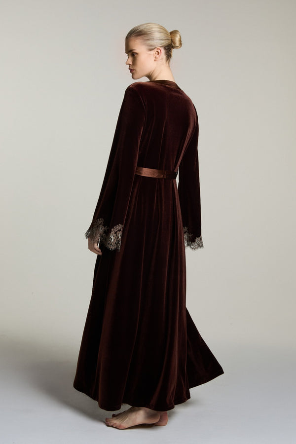 I.D. Sarrieri Long Robe In Brown/Mink