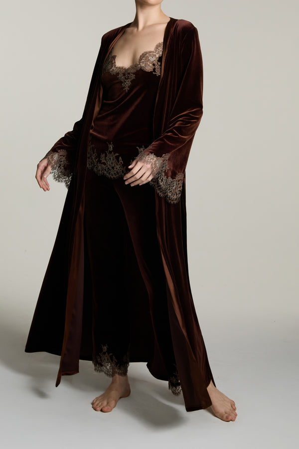 I.D. Sarrieri Long Robe in Brown/Mink