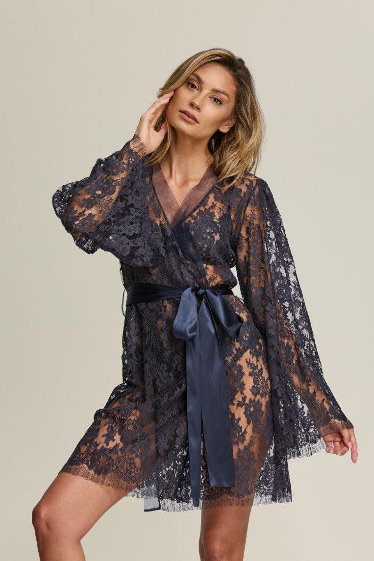 I.D. Sarrieri Short Robe in Blue Notte