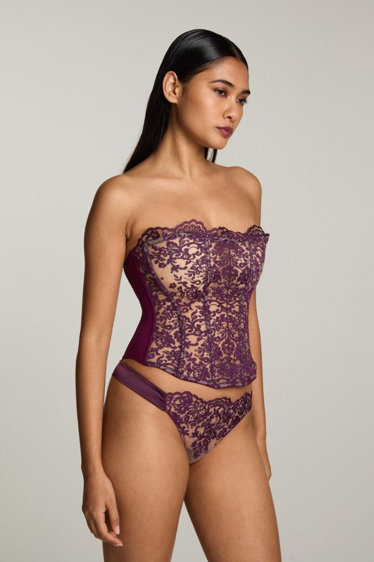 I.D. Sarrieri Strapless Bustier In Dark Violet