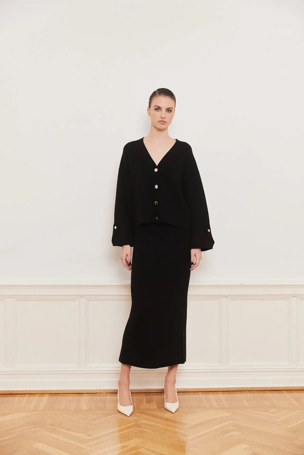 Iben IBEN ATARI RIB CARDIGAN - Black