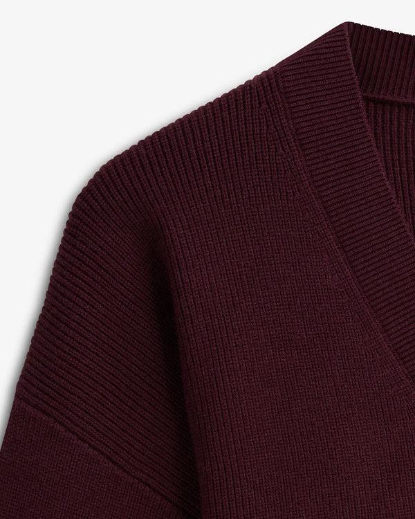 Iben IBEN ATARI RIB CARDIGAN - Burgundy