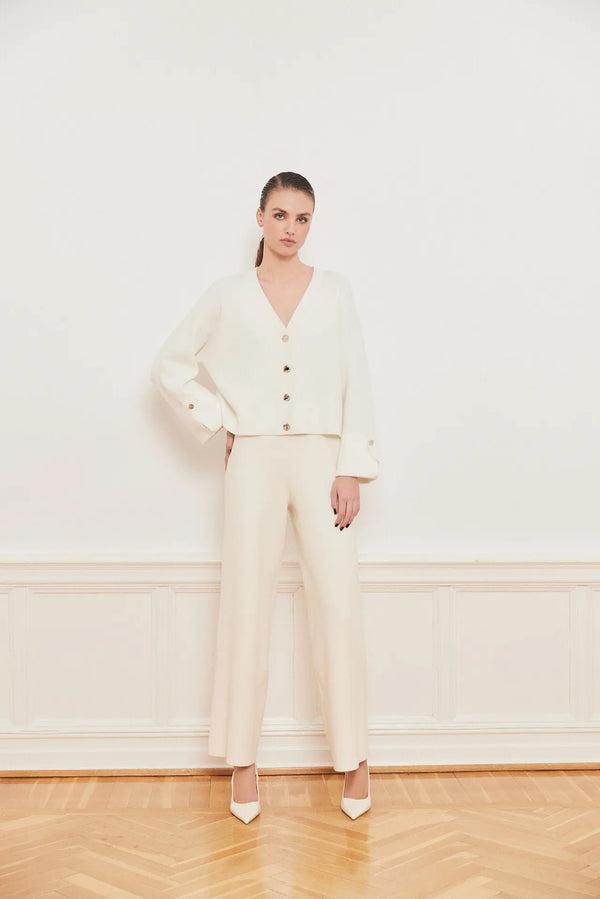 Iben IBEN ATARI RIB CARDIGAN - Offwhite