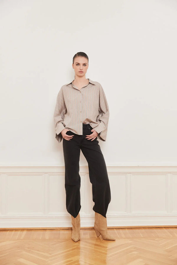 Iben IBEN ATARI SHIRT - Beige Stripe