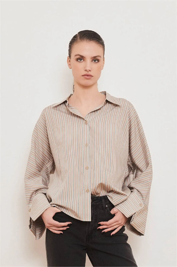 iben IBEN ATARI SHIRT - Beige Stripe