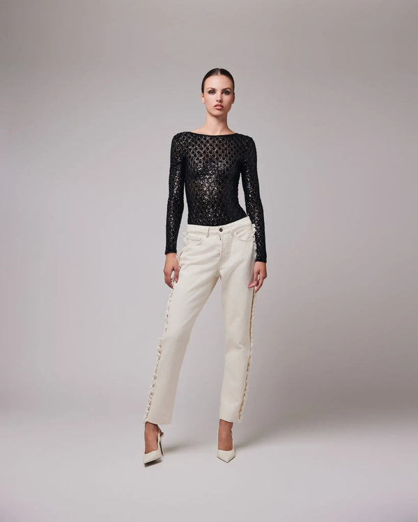 Iben IBEN TERRENCE FRINGE JEANS - Ecru