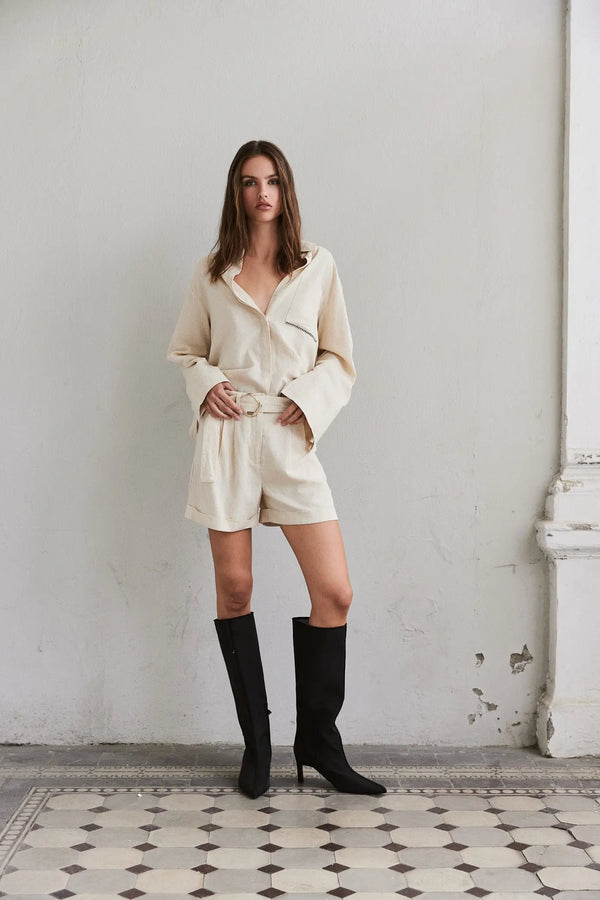 Iben IBEN ZEPHYR LINEN SHORTS - Straw