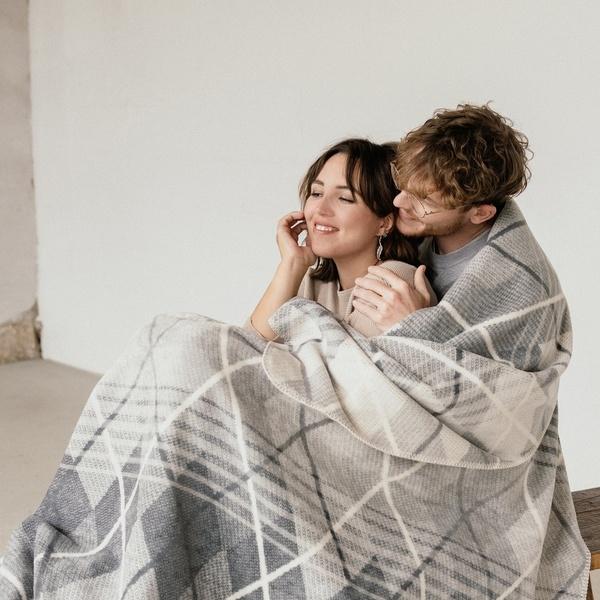 Ibena Argyle Pattern Plush Cotton Blend Throw Size Blanket