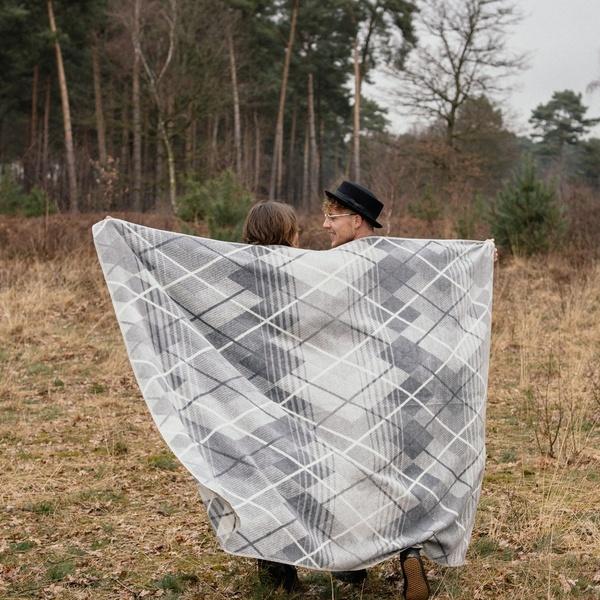 Ibena Argyle Pattern Plush Cotton Blend Throw Size Blanket