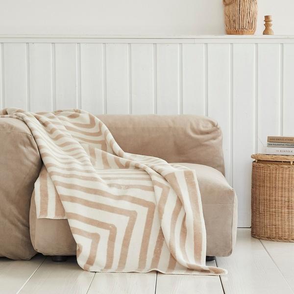 ibena Beige Geometric Labyrinth Cotton Blend Throw Blanket