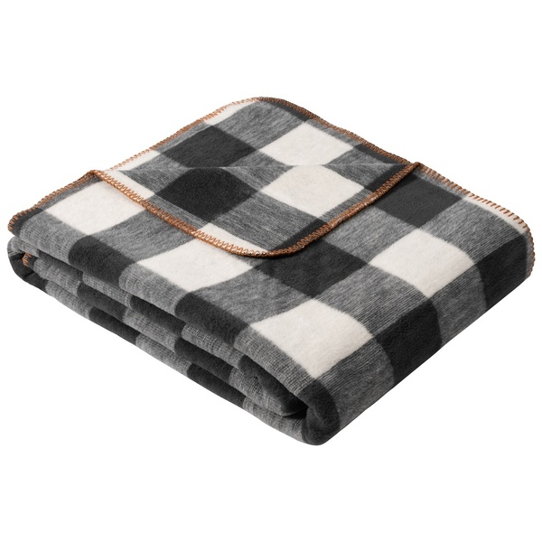Ibena Black And White Gingham Plaid Pattern S.Oliver Throw Blanket