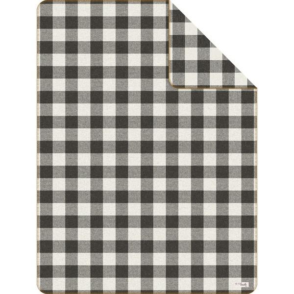 Ibena Black And White Gingham Plaid Pattern S.Oliver Throw Blanket