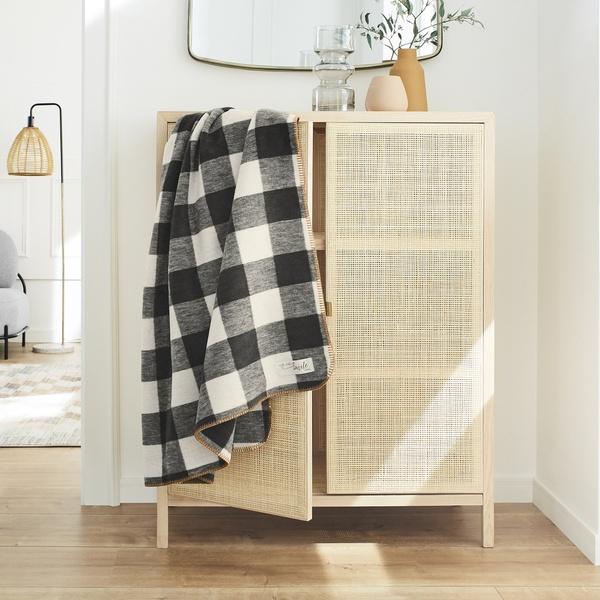 ibena Black and White Gingham Plaid Pattern s.Oliver Throw Blanket