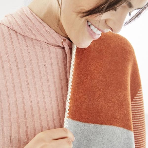 Ibena Blue / Orange / Red Colorblock Plaid Cotton Throw Blanket