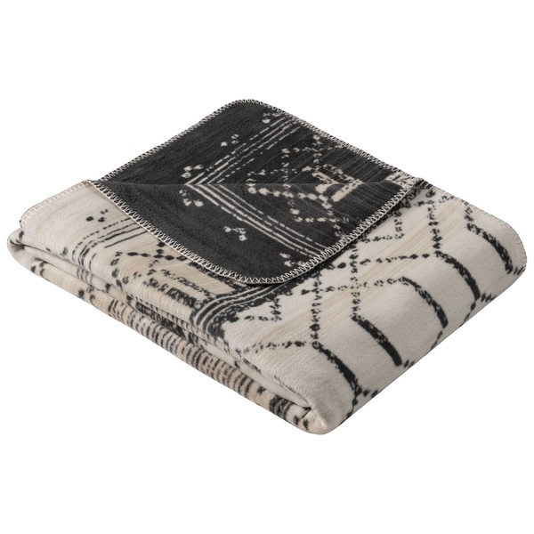 Ibena Boho Style Gabbeh Pattern Cream Cotton Blend Throw Blanket