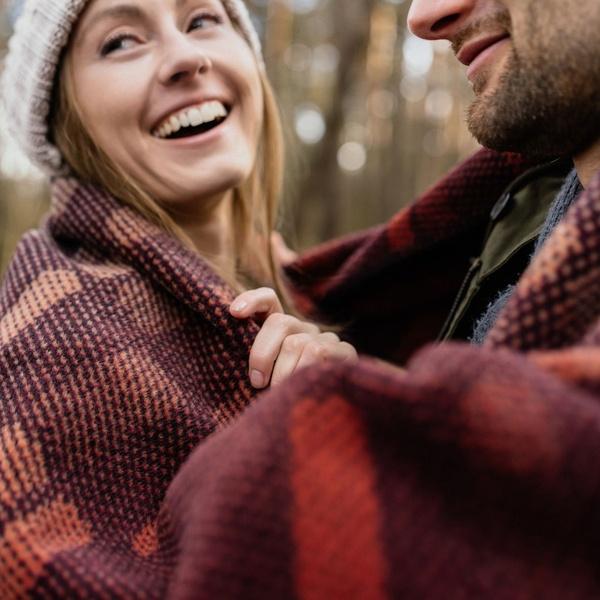 Ibena Burgundy Orange Fall Colored Cotton Blend Throw Blanket