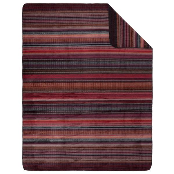 Ibena Burgundy Striped Bohemian Cotton Blend Throw Blanket