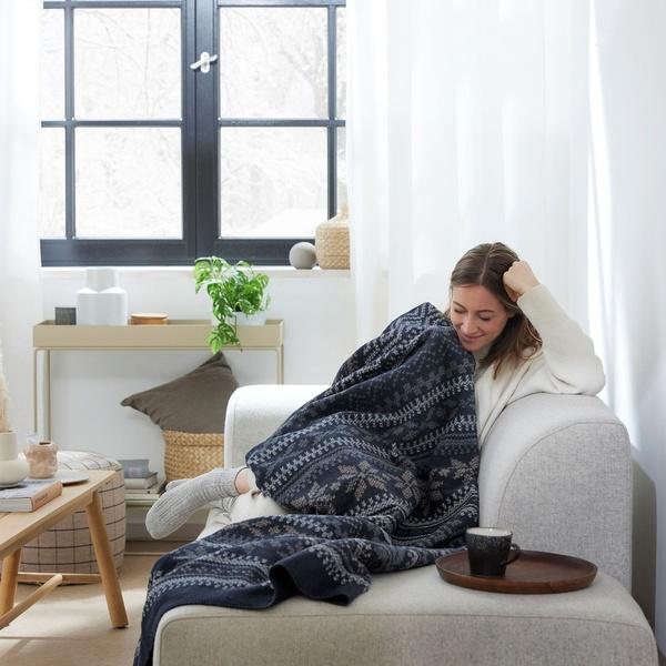 ibena Burgundy Striped Bohemian Cotton Blend Throw Blanket