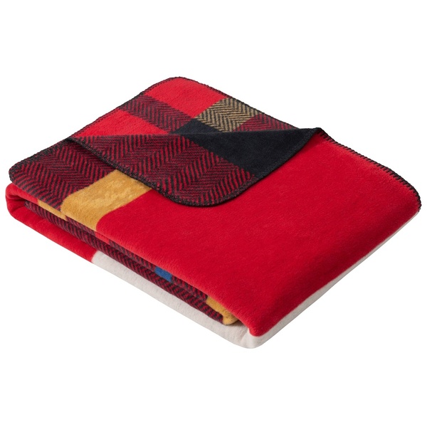 Ibena Classic Red Plaid Modern Twist S.Oliver Blanket Throw