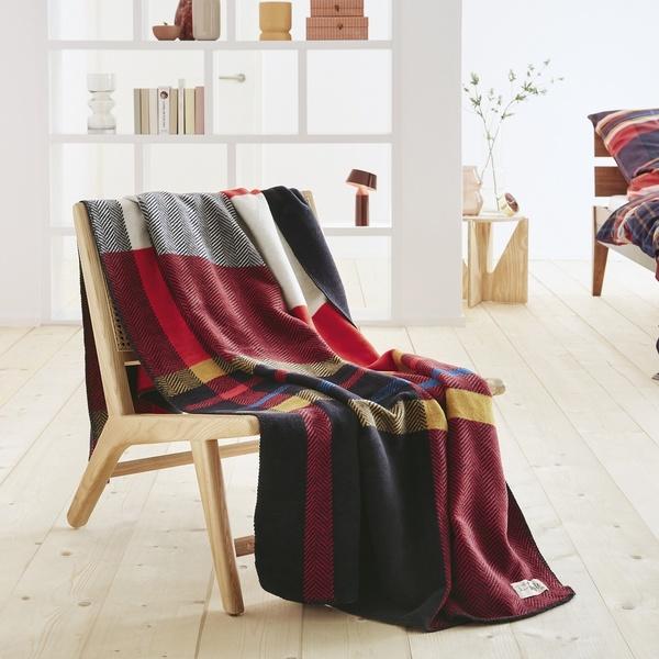 ibena Classic Red Plaid Modern Twist s.Oliver Blanket Throw
