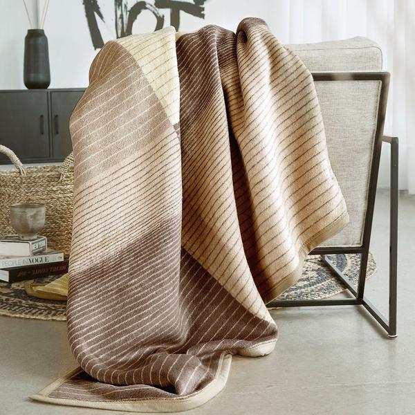 Ibena Contemporary Color Block Design Throw Blanket In Three Colors