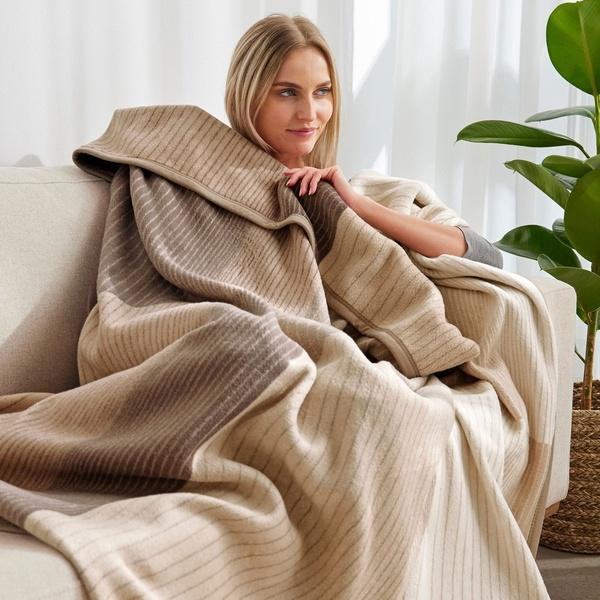 Ibena Contemporary Color Block Design Throw Blanket In Three Colors