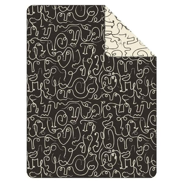 Ibena Cotton Blend Black And White Throw Size Blanket Novara