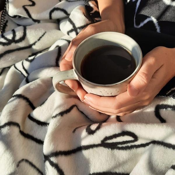 ibena Cotton Blend Black And White Throw Size Blanket Novara