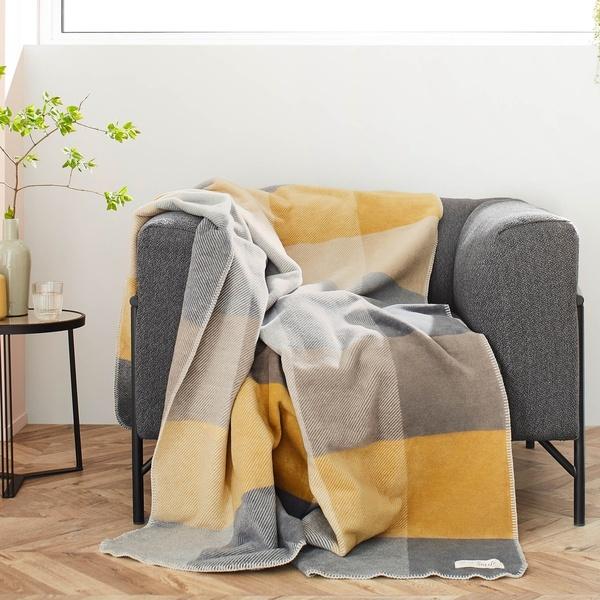Ibena Cotton Blend Colorblock Plaid S.Oliver Throw Size Blanket