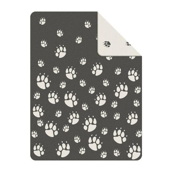 Ibena Cotton Blend Easy Care Reversible Dog Paw Throw Size Blanket