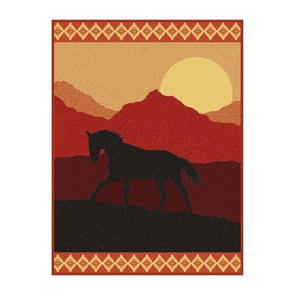 Ibena Cotton Blend Horse Inspired Sunset Colored Throw Blanket