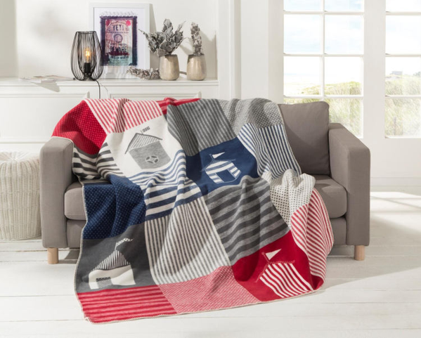 ibena Cotton Blend Plaid Beach Inspired Summer Throw Blanket