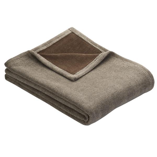 Ibena Deluxe Classic Herringbone Woven Cotton Blend Throw Blanket