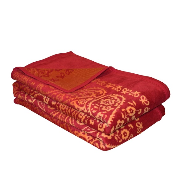 Ibena Extra Large Oriental Vibrant Red Queen Size Bedspread Indore