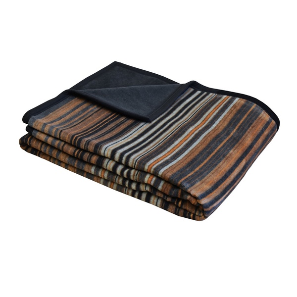 Ibena Gorgeous Reversible Chocolate Colored Striped Throw Blanket