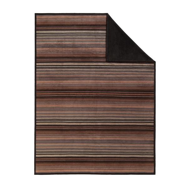 Ibena Gorgeous Reversible Chocolate Colored Striped Throw Blanket