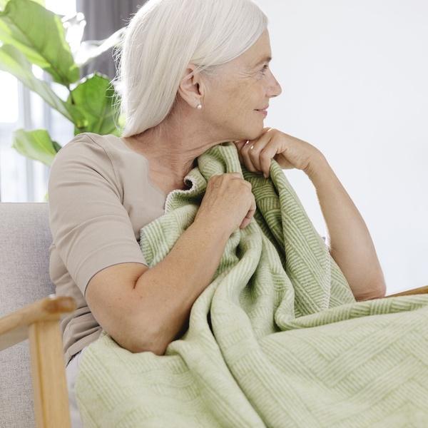 Ibena Green Cevron Pattern Contemporary Cotton Blend Throw Blanket