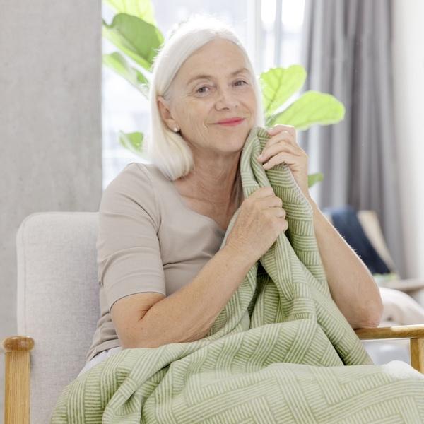 ibena Green Cevron Pattern Contemporary Cotton Blend Throw Blanket